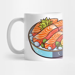 Savoring every bite of this delicious Japanese salmon fillet sashimi on ice Mug